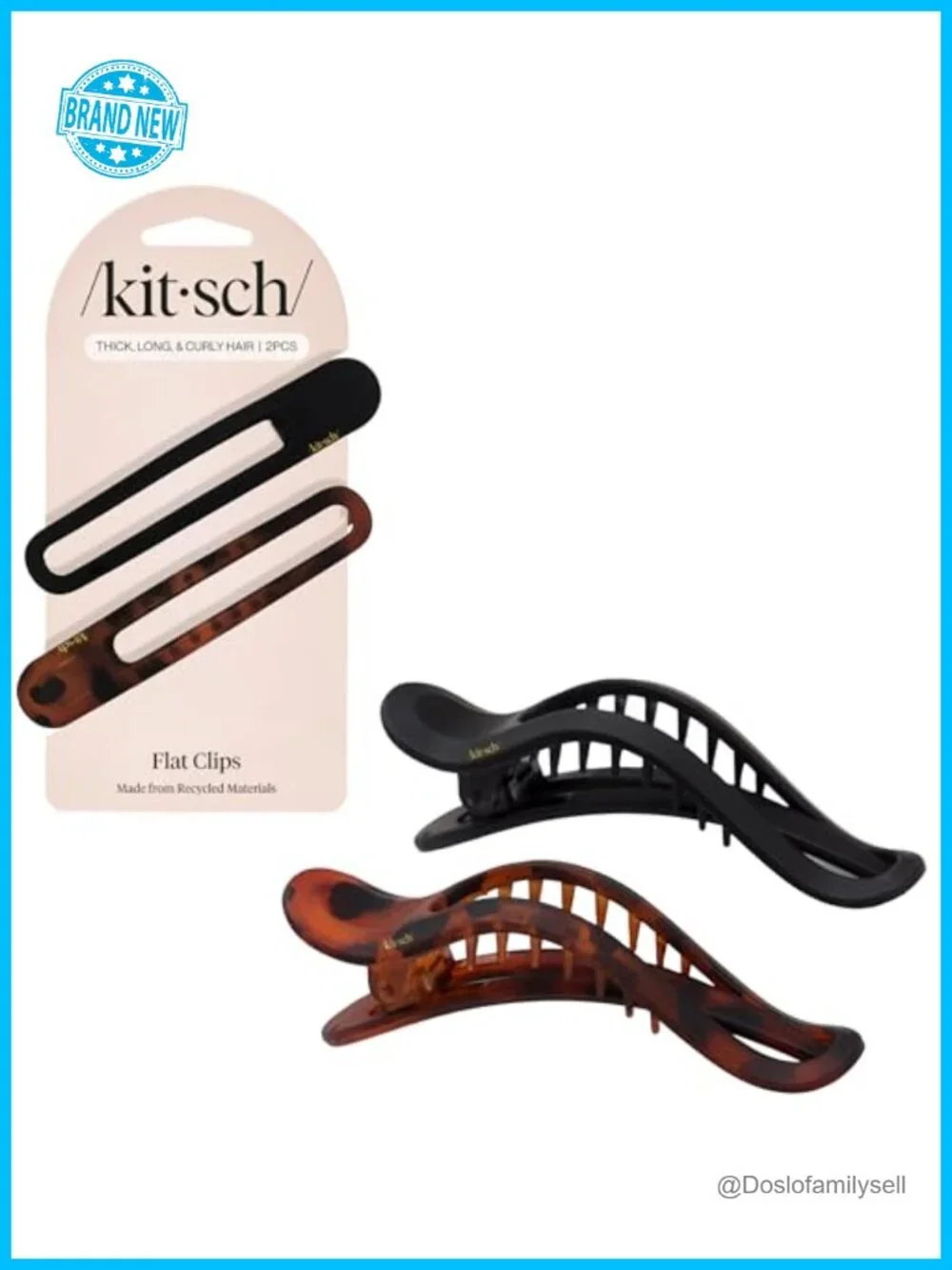 Flat Claw Hair Clips - Strong Hold No Slip Grip - Recycled ABS Plastic